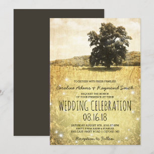 Convite Árvore Rústica no Casamento Encantado de Prados de