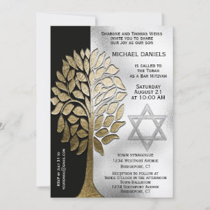 Convite Árvore simples de Mitzvah do bar