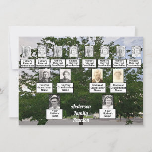 Convite Árvore Summertime geração de Reunião Familiar 