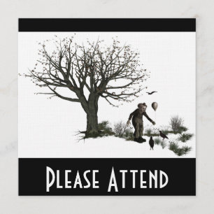 Convite Árvore velha do palhaço do balão & pássaros pretos