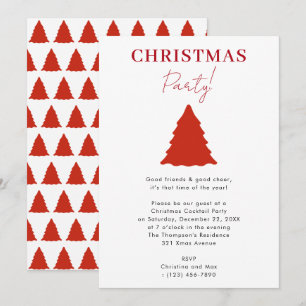 Convite Árvore Vermelha do Partido do Natal Moderno