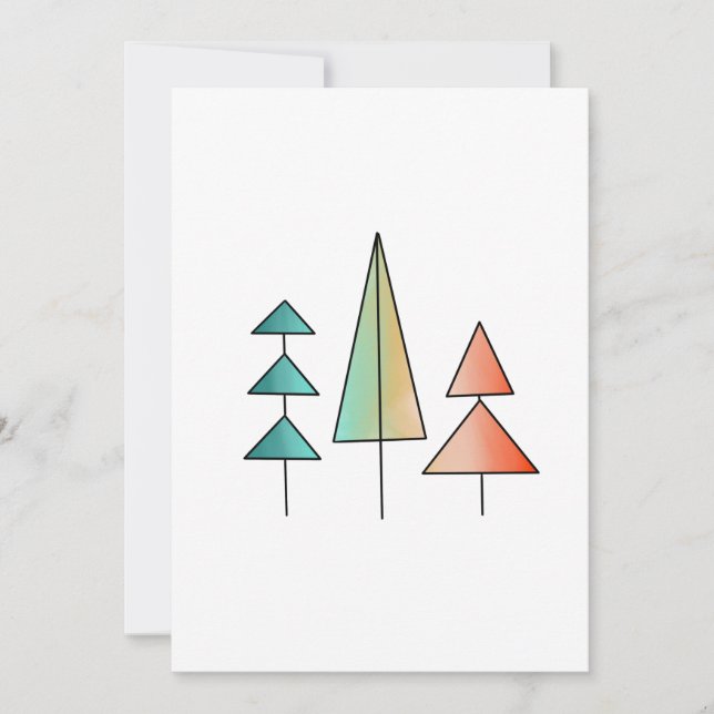 Convite árvores arco-íris modernistas de meados do século, (Frente)