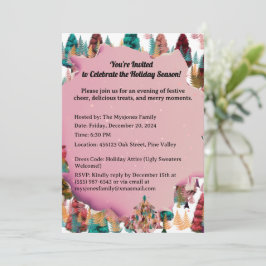 Convite Árvores de Cores Retro-Minimalistas Personalizadas