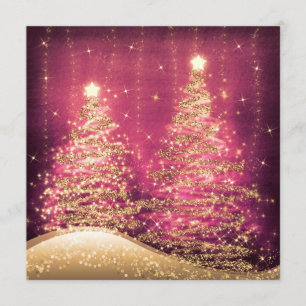Convite Árvores de Natal Brilhantes Elegantes em Rosa