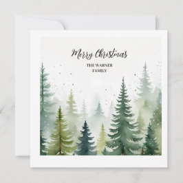 Convite Árvores de Natal de Aquarela Neve Inverno