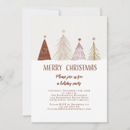 Convite Árvores de Natal de Férias Feliz Natal Elegante Fe