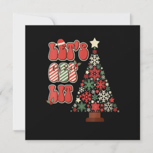 Convite Árvores de Natal Engraçadas Retro Groovy Vamos Fic
