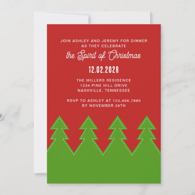 Convite Árvores de Natal seguidas Feriado Vermelho e Verde (Frente)