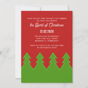 Convite Árvores de Natal seguidas Feriado Vermelho e Verde