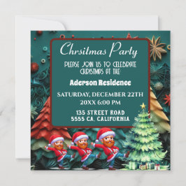 Convite Árvores de Natal Verdes 3d | Dança Funny Vangogh