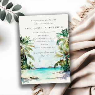 Convite Árvores de Palmeiras de Aquarelas de Praia Tropica