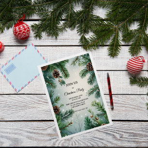 Convite Árvores de Pinheiro Elegantes & Cones de Natal