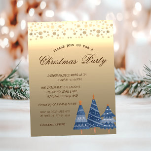Convite Árvores de Pinho Azuis, Festa de Natal Corporativa