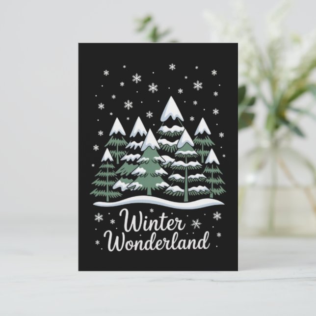 Convite Árvores do País das Maravilhas de Inverno Natal Fa (Em pé/Frente)