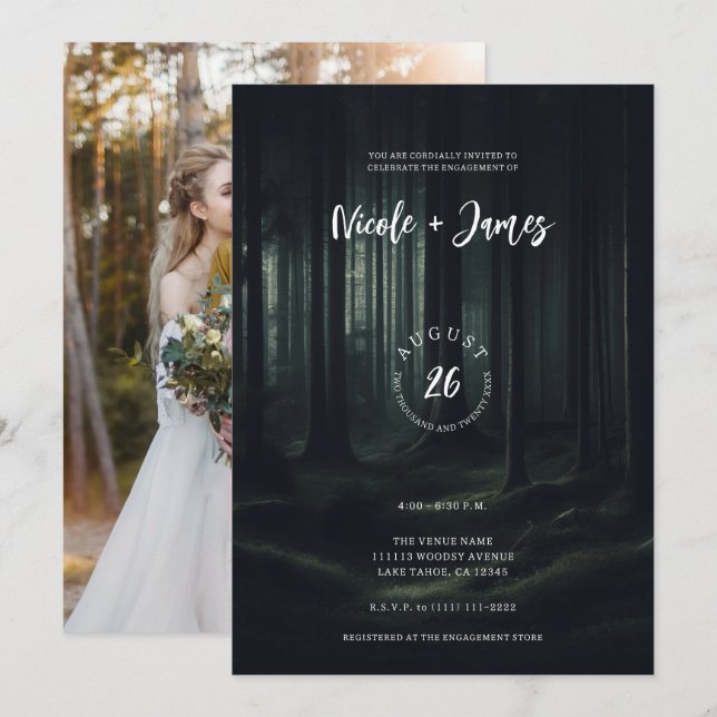 Convite Árvores Escuras e Sombrias da Floresta ao Crepúscu (Frente/Verso)