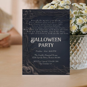 Convite Árvores Escuras Góticas e Festa de Halloween Poem