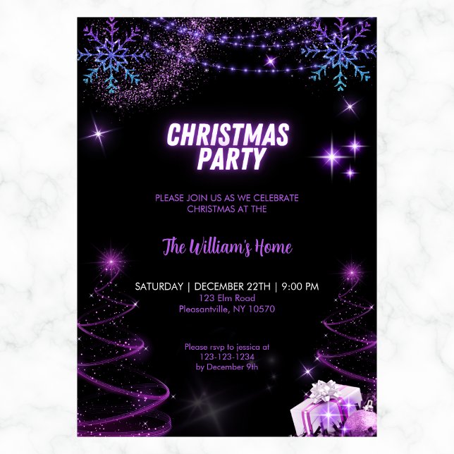 Convite Árvores Espumantes do Partido do Natal | Estrelas  (Criador carregado)