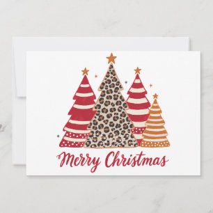 Convite Árvores Estampadas Natal Feliz Leopardo Vermelho L