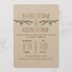 Convite Árvores Evergreen Russas de Casamento ao Vivo Virt