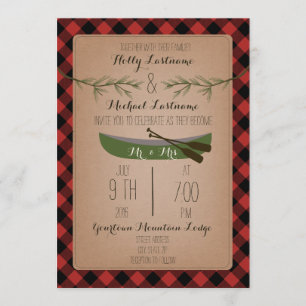 Convite Árvores verdes + Casamento da xadrez da canoa