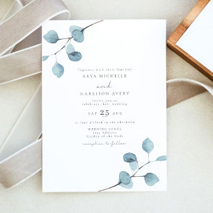 Convite Arya Rustic Watercolor Eucalyptus Greenery Casamen