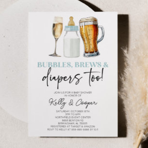 Convite As bolhas azuis também quebram e Fraldas! Chá de f