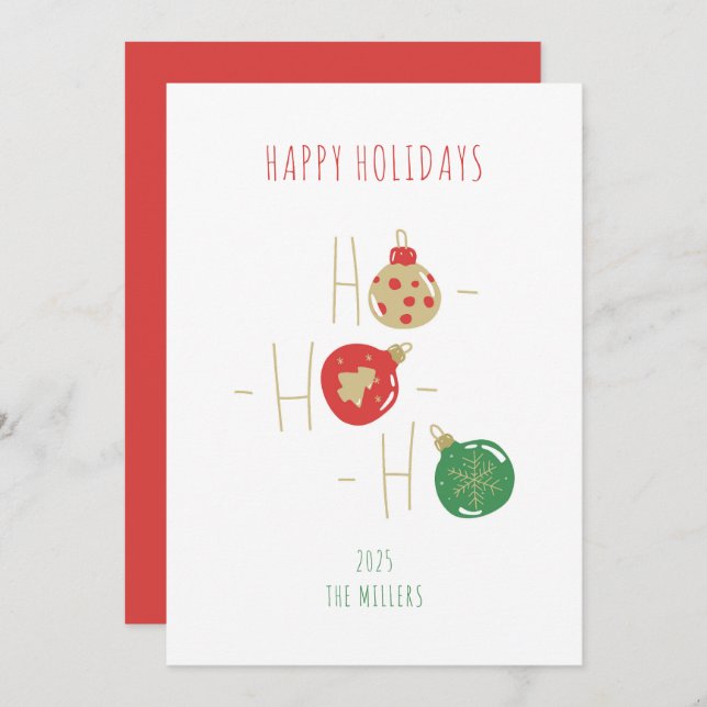 Convite As bolinhas de Natal Merry cumprimentando o estilo (Frente/Verso)