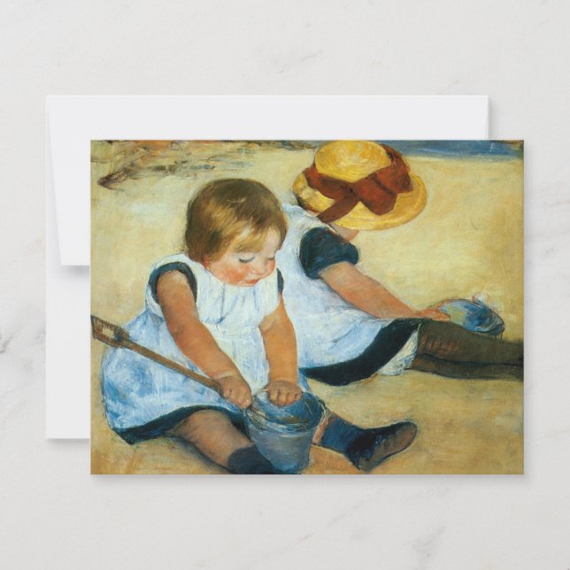 Convite As crianças de Mary Cassatt na praia (1884) (Frente)