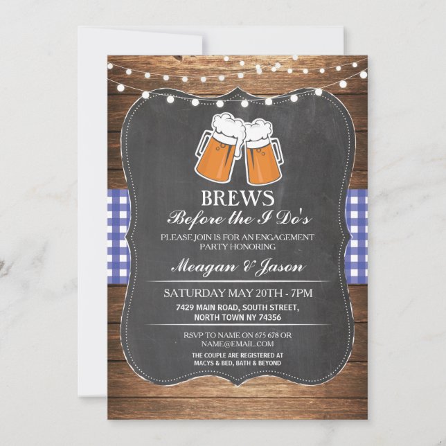 Convite As fermentações antes que eu fiz o azul do noivado (Frente)