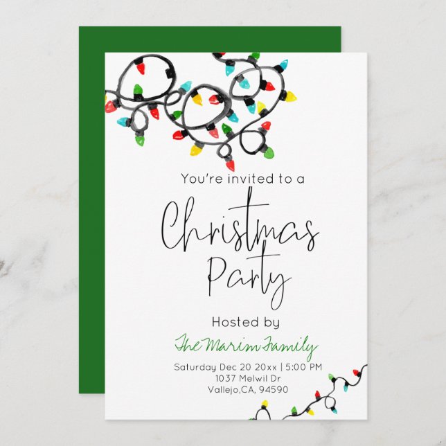 Convite As luzes de natal do Natal Feriado convidam (Frente/Verso)