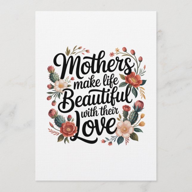 Convite As mães tornam a vida bela com o seu amor (Frente)