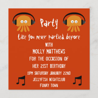 Convite As medusa alaranjadas Funky DJ party