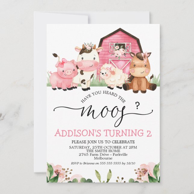 Convite As Meninas De Fazenda Rosa Já Ouviram O Aniversári (Frente)