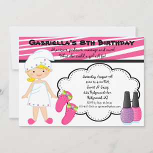 Convite As Meninas de Zebra Rosa e Branca Spa Convidam