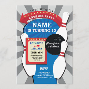 Convite As meninas dos meninos do Tenpin da festa de