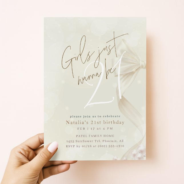 Convite As Meninas Querem Ser 21 | Aniversário Bow Coquett (Criador carregado)