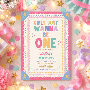 Convite As Meninas Só Querem Ser Uma Festa de 1º Aniversár