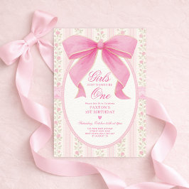 Convite As Meninas Só Querem Ser Uma: Laço Rosa 1º Anivers