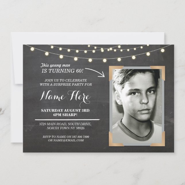 Convite As mulheres 60th dos homens do giz da festa de (Frente)