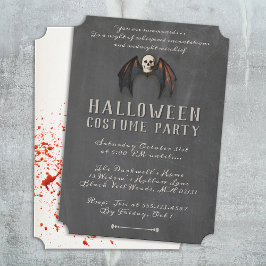 Convite Asas de Morcego Vampiro Assustadoras Crânio Festa