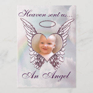 Convite Asas e coração do anjo