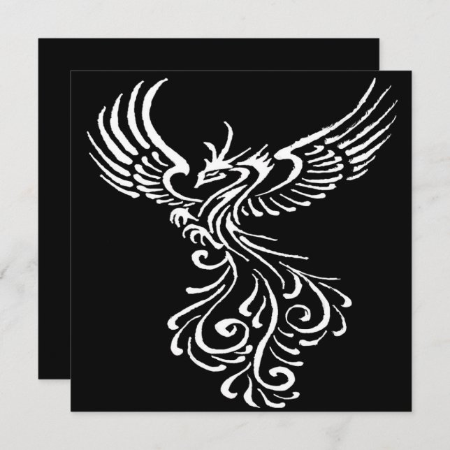 Convite Ascensão Da Ilustração Branca De Ashes Phoenix (Frente/Verso)