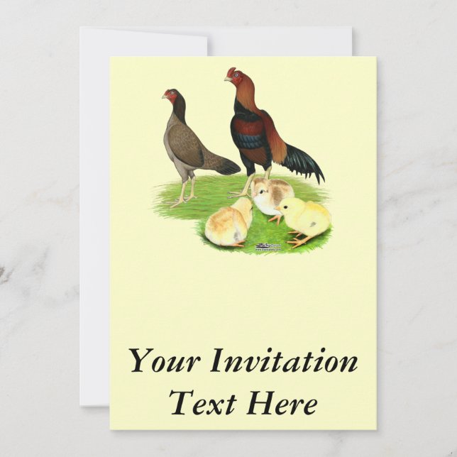 Convite Aseel Wheaten Chicken Family (Frente)