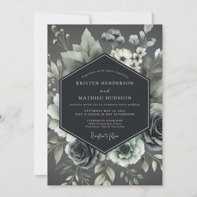 Convite Ash Elegant Botanical Wedding (Frente)