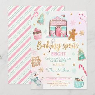 Convite Assar de Natal da Festa de Férias Bright Baking Sp