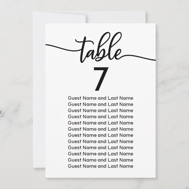 Convite Assento de Convidado de Casamento Caligrafia Moder (Frente)