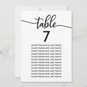 Convite Assento de Convidado de Casamento Caligrafia Moder