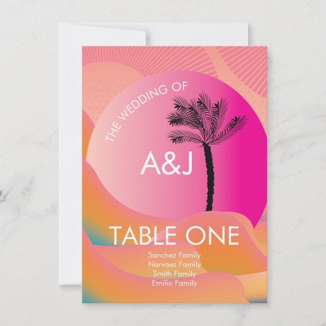Convite Assento de Mesa Rosa Laranja Ousado Tropical Amanh (Frente)