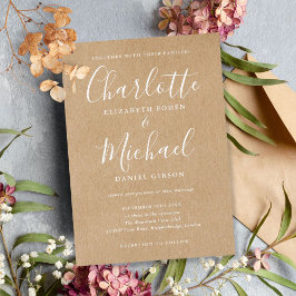 Convite Assinatura de Casamento Elegante Kraft Rústico