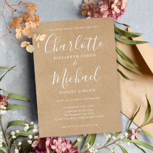 Convite Assinatura de Casamento Elegante Kraft Rústico